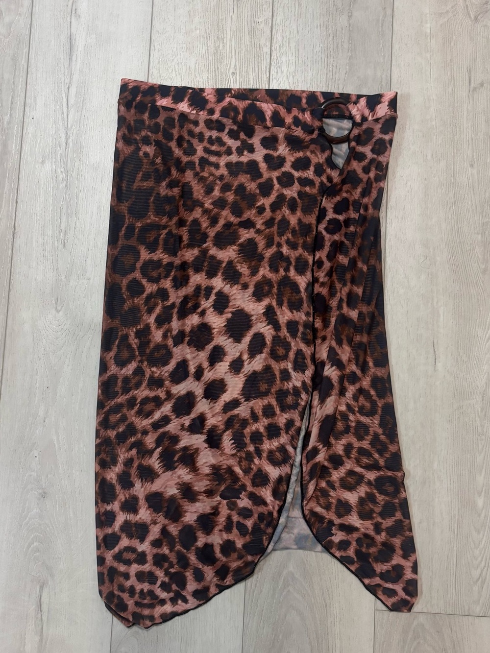 Leopard Print Wrap Skirt Swim Coverup